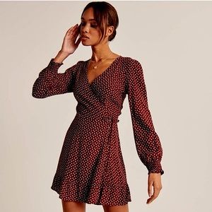 Maroon polka dot tie dress Abercrombie